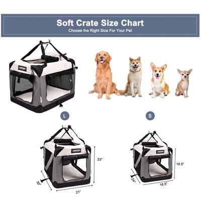 Show full view: GOOPAWS 3-Door Collapsible Soft-Sided Dog & Cat Crate, Light Grey, Small slide 4 of 9