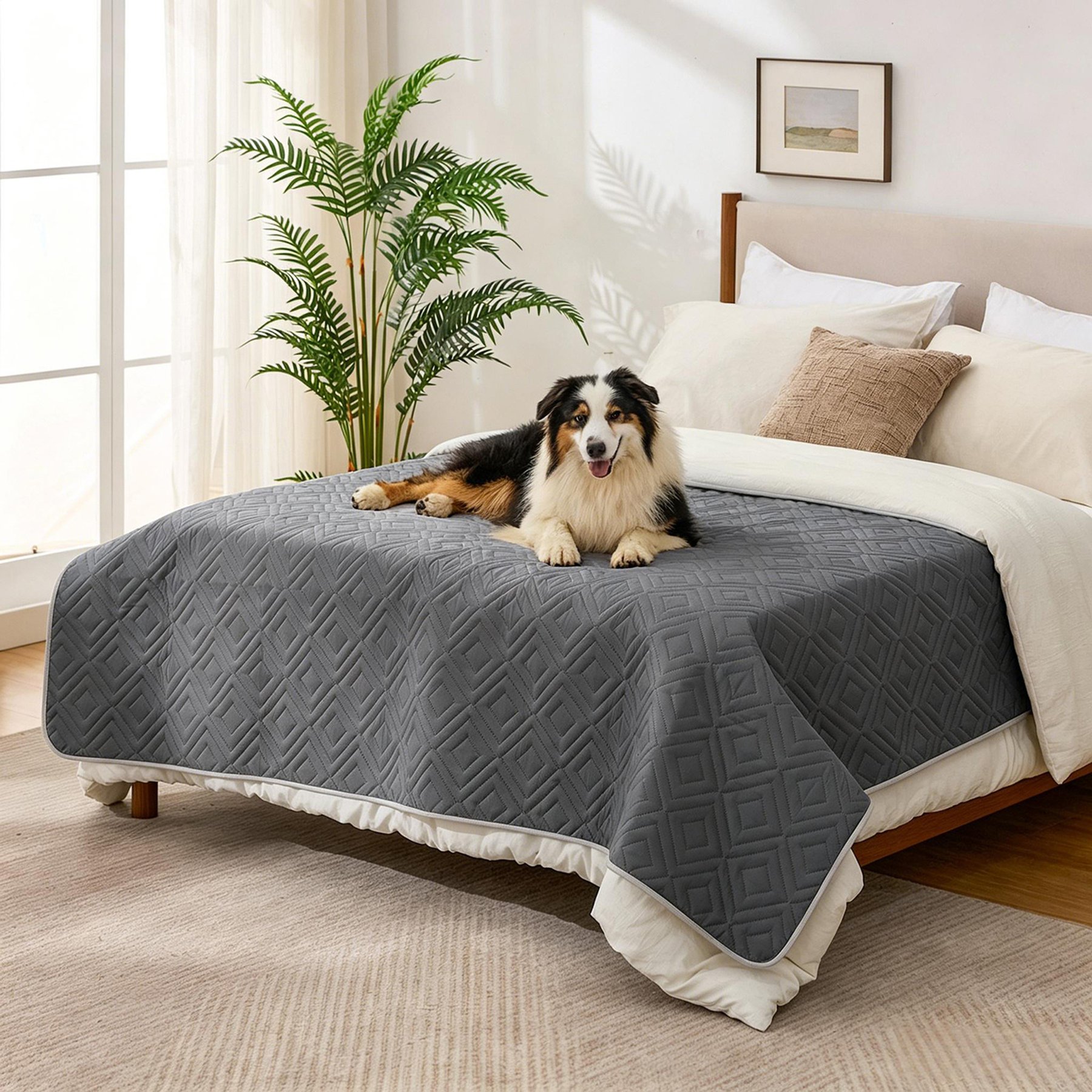 GOOPAWS Non-Slip Couch Furniture Protector Waterproof Blanket Dog Bed Cover, Dark Grey, Large: 82 x 68-in