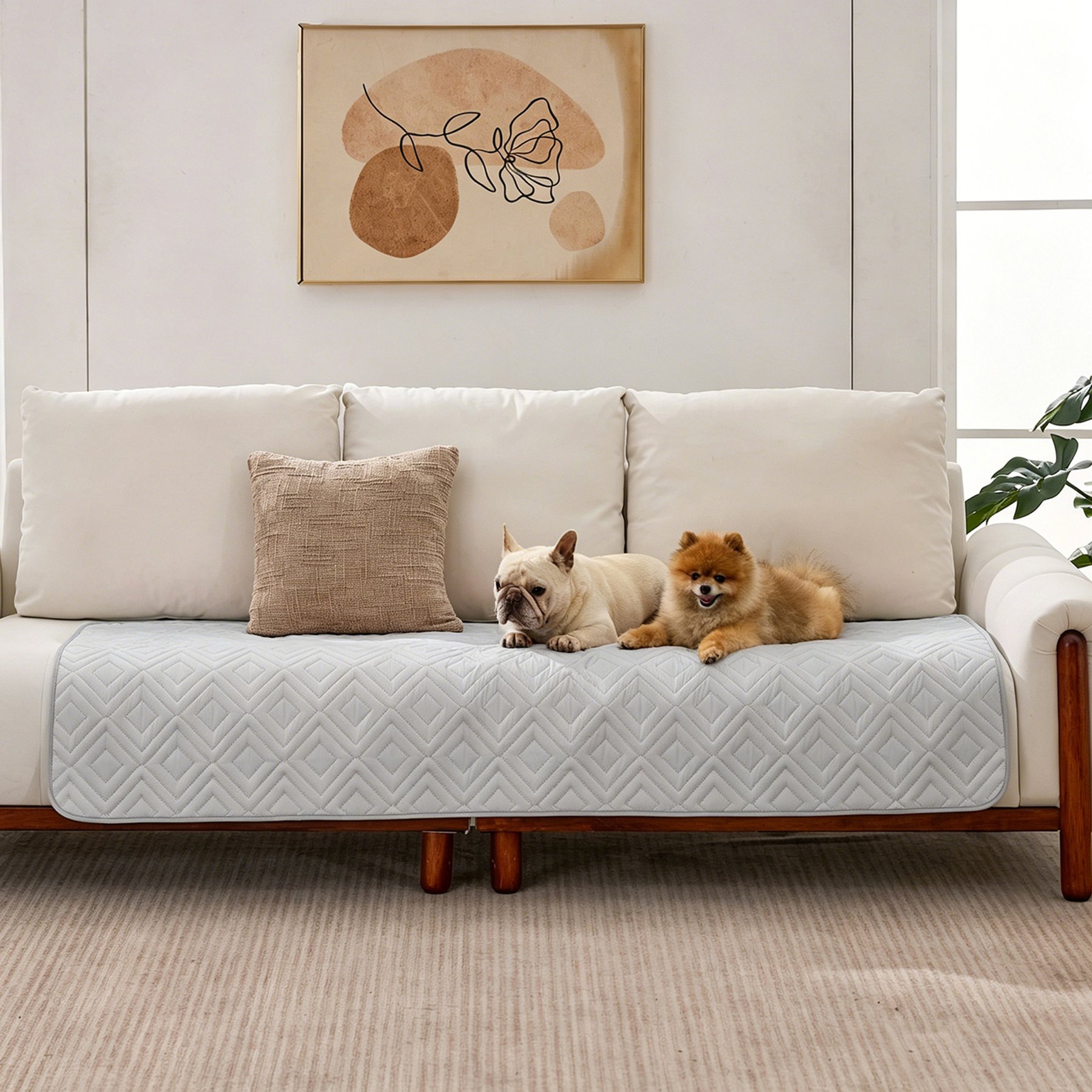 GOOPAWS Non-Slip Couch Furniture Protector Waterproof Blanket Dog Bed Cover, Light Grey, Small: 70 x 30-in