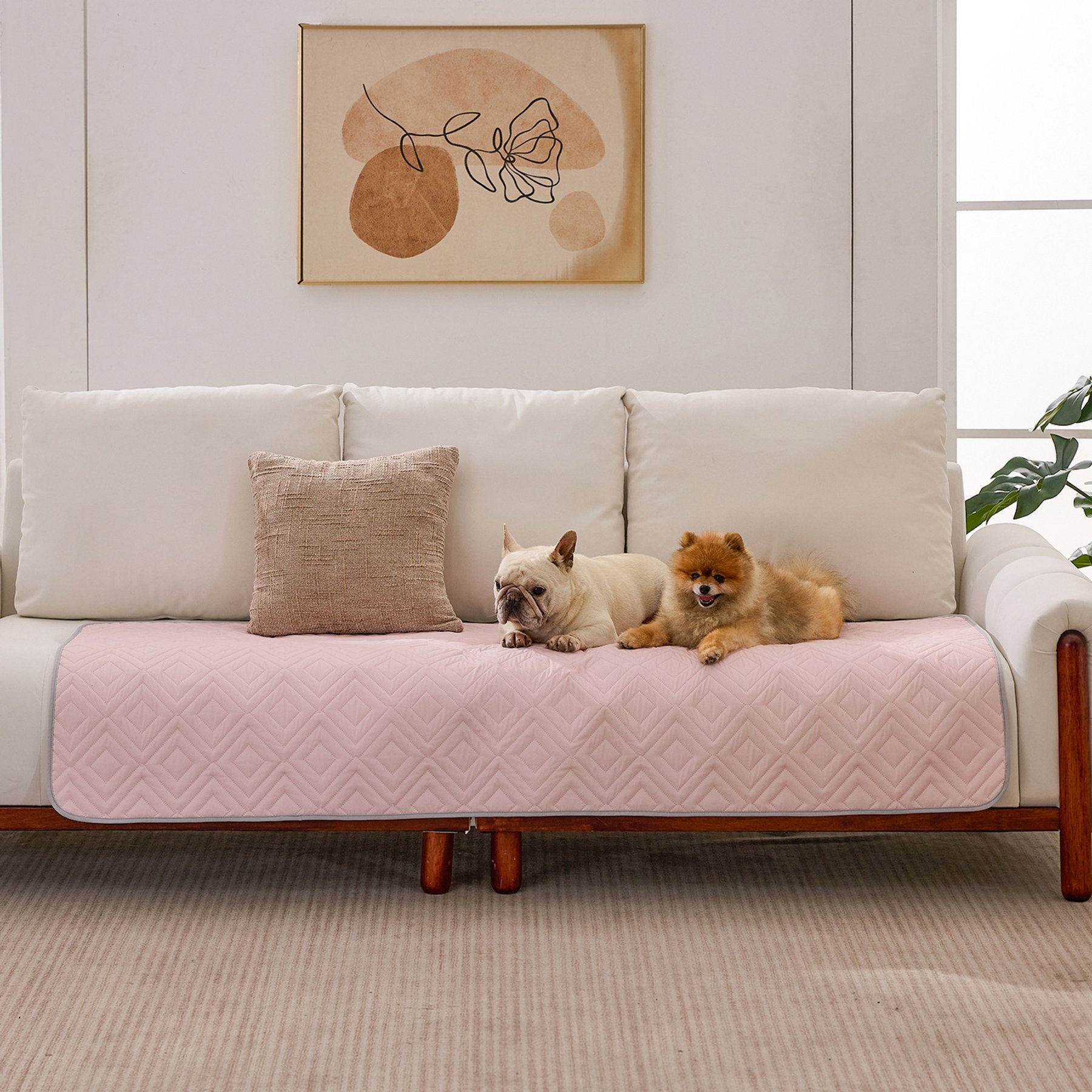 GOOPAWS Non-Slip Couch Furniture Protector Waterproof Blanket Dog Bed Cover, Pink, Small: 70 x 30-in