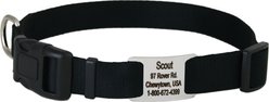 GoTags Adjustable Nameplate Personalized Dog Collar, Black, Small