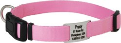 GoTags Adjustable Nameplate Personalized Dog Collar, Pink, Medium