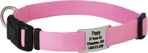 Show full view: GoTags Adjustable Nameplate Personalized Dog Collar, Pink, X-Small slide 1 of 7