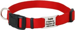 GoTags Adjustable Nameplate Personalized Dog Collar, Red, Medium