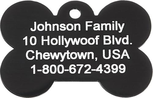 Show full view: GoTags Anodized Aluminum Personalized Dog ID Tag, Bone, Black, Small slide 4 of 8