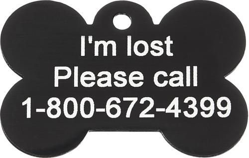 Show full view: GoTags Anodized Aluminum Personalized Dog ID Tag, Bone, Black, Small slide 5 of 8