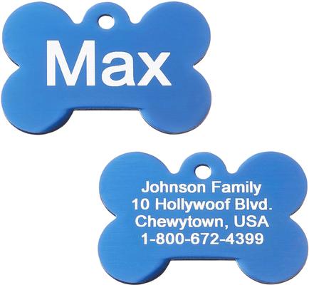 Show full view: GoTags Anodized Aluminum Personalized Dog ID Tag, Bone, Blue, Regular slide 1 of 9