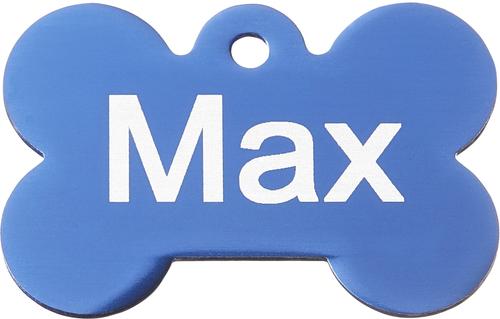 Show full view: GoTags Anodized Aluminum Personalized Dog ID Tag, Bone, Blue, Regular slide 4 of 9