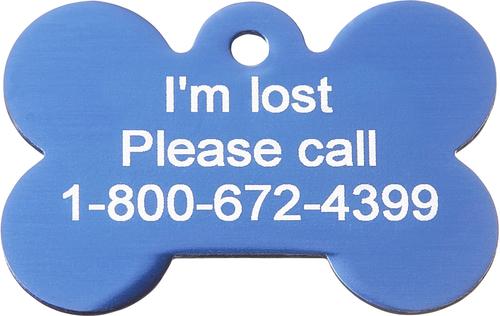 Show full view: GoTags Anodized Aluminum Personalized Dog ID Tag, Bone, Blue, Regular slide 6 of 9