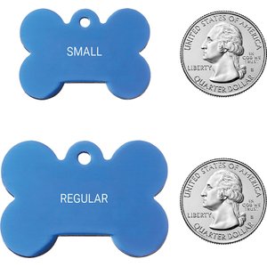 GoTags Anodized Aluminum Personalized Dog ID Tag, Bone, Blue, Small