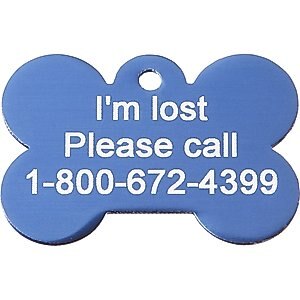 GoTags Anodized Aluminum Personalized Dog ID Tag, Bone, Blue, Small