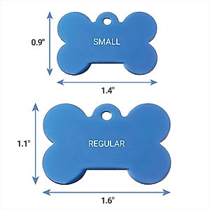 GoTags Anodized Aluminum Personalized Dog ID Tag, Bone, Blue, Small