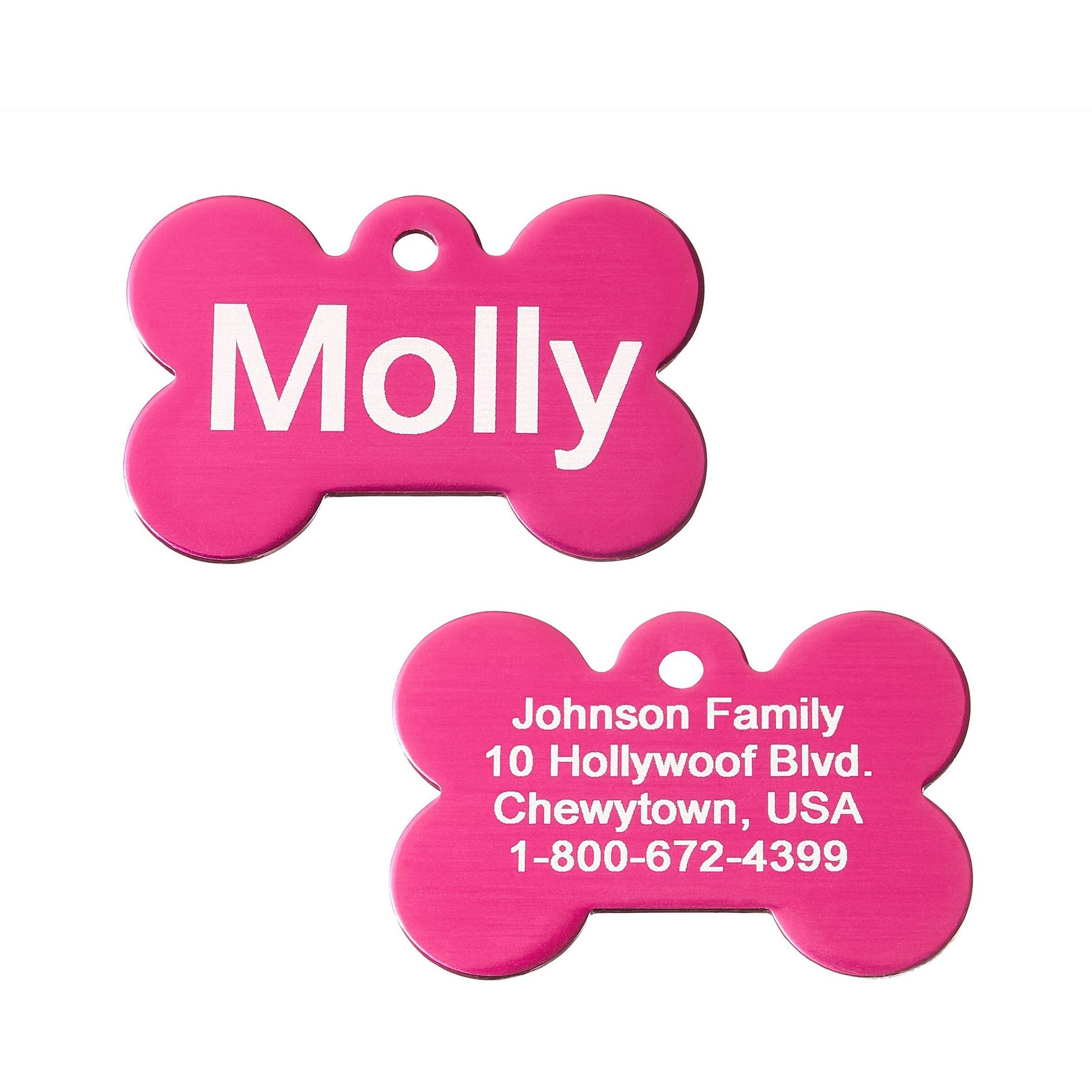 GoTags Anodized Aluminum Personalized Dog ID Tag, Bone, Pink, Regular