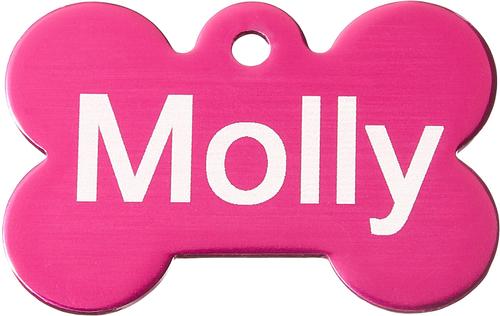 Show full view: GoTags Anodized Aluminum Personalized Dog ID Tag, Bone, Pink, Regular slide 3 of 8