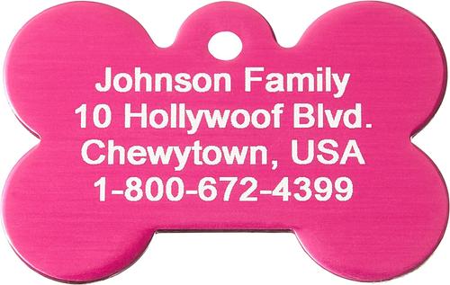 Show full view: GoTags Anodized Aluminum Personalized Dog ID Tag, Bone, Pink, Regular slide 4 of 8