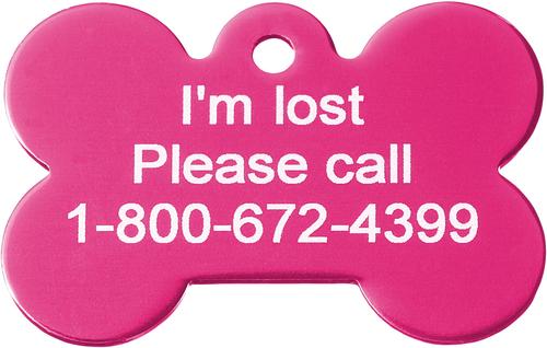 Show full view: GoTags Anodized Aluminum Personalized Dog ID Tag, Bone, Pink, Regular slide 5 of 8