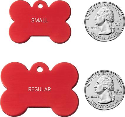 Show full view: GoTags Anodized Aluminum Personalized Dog ID Tag, Bone, Red, Small slide 2 of 8
