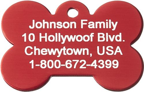 Show full view: GoTags Anodized Aluminum Personalized Dog ID Tag, Bone, Red, Small slide 4 of 8
