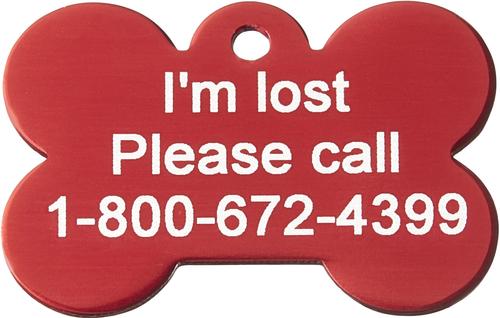 Show full view: GoTags Anodized Aluminum Personalized Dog ID Tag, Bone, Red, Small slide 5 of 8