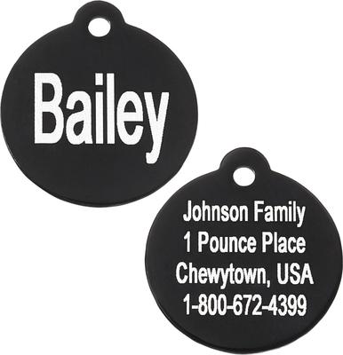 Show full view: GoTags Anodized Aluminum Personalized Dog ID Tag, Round, Black, Small slide 1 of 8