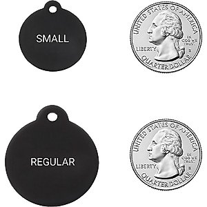 GoTags Anodized Aluminum Personalized Dog ID Tag, Round, Black, Small