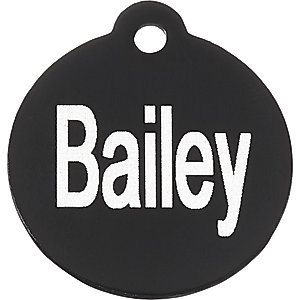 GoTags Anodized Aluminum Personalized Dog ID Tag, Round, Black, Small