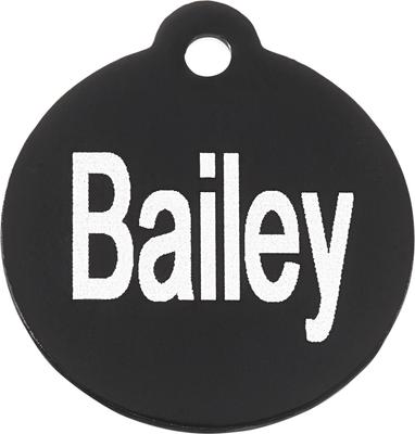 Show full view: GoTags Anodized Aluminum Personalized Dog ID Tag, Round, Black, Small slide 3 of 8
