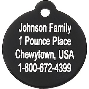 GoTags Anodized Aluminum Personalized Dog ID Tag, Round, Black, Small