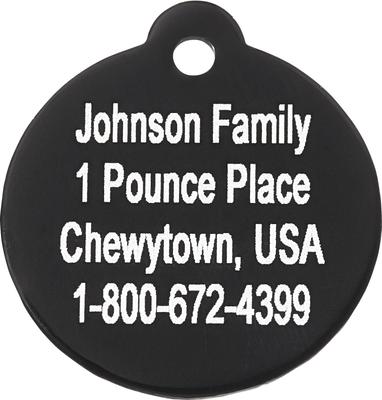 Show full view: GoTags Anodized Aluminum Personalized Dog ID Tag, Round, Black, Small slide 4 of 8