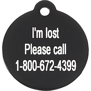 GoTags Anodized Aluminum Personalized Dog ID Tag, Round, Black, Small