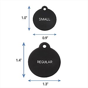GoTags Anodized Aluminum Personalized Dog ID Tag, Round, Black, Small
