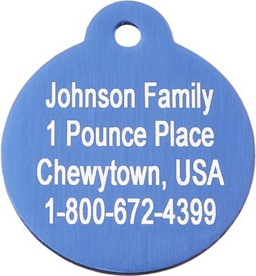 Show full view: GoTags Anodized Aluminum Personalized Dog ID Tag, Round, Blue, Regular slide 4 of 8