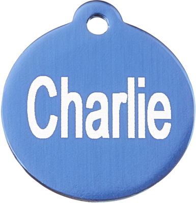 Show full view: GoTags Anodized Aluminum Personalized Dog ID Tag, Round, Blue, Small slide 3 of 8