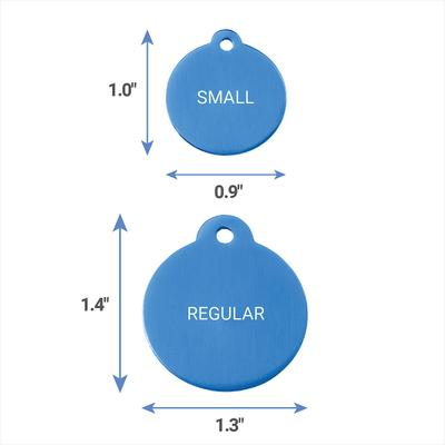 Show full view: GoTags Anodized Aluminum Personalized Dog ID Tag, Round, Blue, Small slide 7 of 8