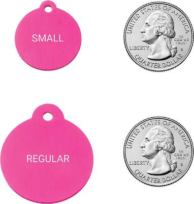 Show full view: GoTags Anodized Aluminum Personalized Dog ID Tag, Round, Pink, Small slide 2 of 8