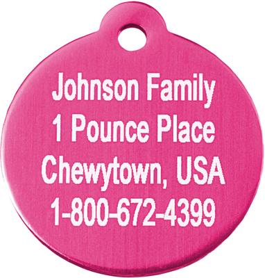 Show full view: GoTags Anodized Aluminum Personalized Dog ID Tag, Round, Pink, Small slide 4 of 8