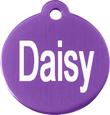 Show full view: GoTags Anodized Aluminum Personalized Dog ID Tag, Round, Purple, Small slide 3 of 8