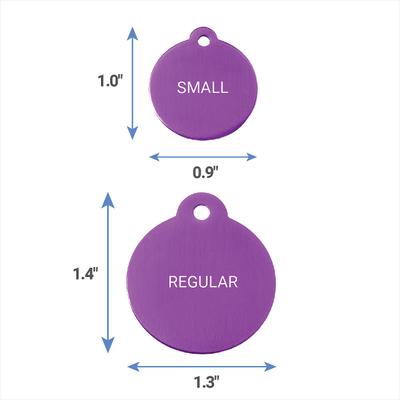 Show full view: GoTags Anodized Aluminum Personalized Dog ID Tag, Round, Purple, Small slide 7 of 8