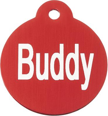 Show full view: GoTags Anodized Aluminum Personalized Dog ID Tag, Round, Red, Regular slide 3 of 8