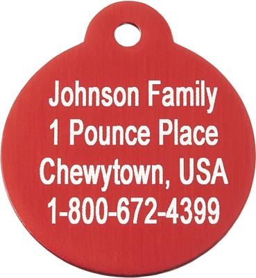 Show full view: GoTags Anodized Aluminum Personalized Dog ID Tag, Round, Red, Regular slide 4 of 8