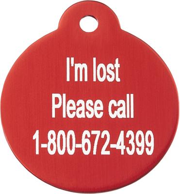 Show full view: GoTags Anodized Aluminum Personalized Dog ID Tag, Round, Red, Regular slide 5 of 8