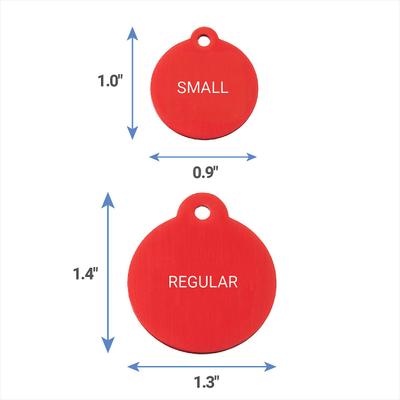 Show full view: GoTags Anodized Aluminum Personalized Dog ID Tag, Round, Red, Regular slide 7 of 8