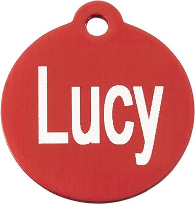 Show full view: GoTags Anodized Aluminum Personalized Dog ID Tag, Round, Red, Small slide 4 of 9