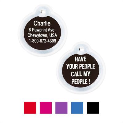 Show full view: GoTags Anodized Aluminum Personalized Silencer Dog & Cat ID Tag, "Have Your People Call My People", Black slide 1 of 7