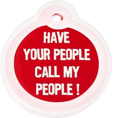 Show full view: GoTags Anodized Aluminum Personalized Silencer Dog & Cat ID Tag, "Have Your People Call My People", Red slide 2 of 6