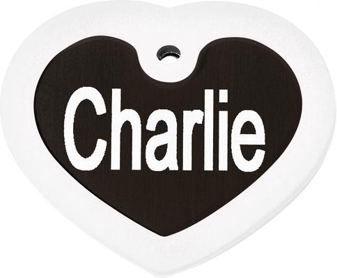 Show full view: GoTags Anodized Aluminum Personalized Silencer Dog & Cat ID Tag, Heart, Black, Regular slide 2 of 7