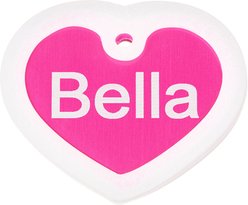 GoTags Anodized Aluminum Personalized Silencer Dog & Cat ID Tag, Heart, Pink, Regular slide 2 of 6