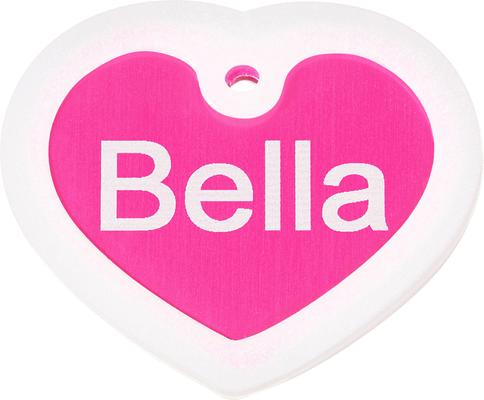 Show full view: GoTags Anodized Aluminum Personalized Silencer Dog & Cat ID Tag, Heart, Pink, Regular slide 3 of 8