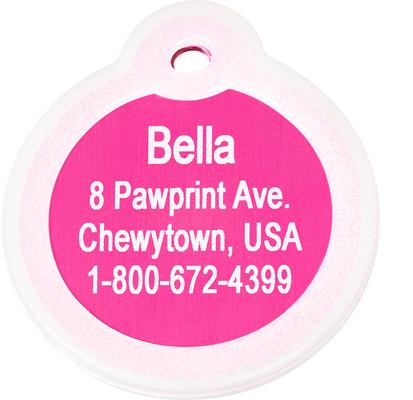 Show full view: GoTags Anodized Aluminum Personalized Silencer Dog & Cat ID Tag, "Oh...I am lost", Pink slide 3 of 6