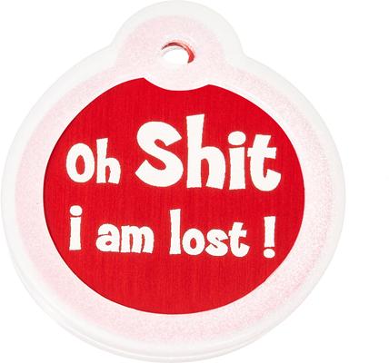 Show full view: GoTags Anodized Aluminum Personalized Silencer Dog & Cat ID Tag, "Oh...I am lost", Red slide 3 of 7